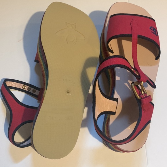 Gucci Women’s GG Multi Color Platform Sandals in red - Picture 7 of 8